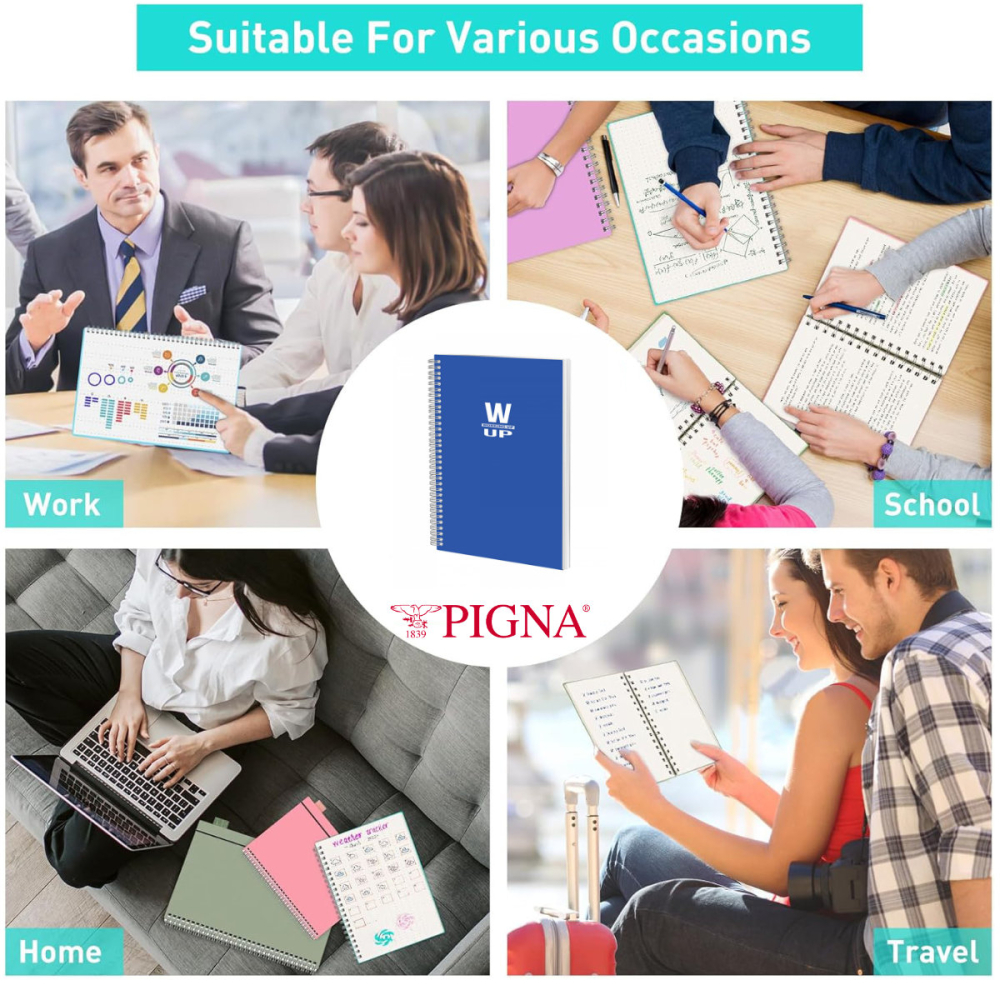 Caiet Spira A4 Aritmetica 100 File - Arhivare si Lucru Intensiv, Proiecte Tehnice si Studiu Avansat, Coperta PP Albastru Rezistenta WORKING UP by Pigna [4]