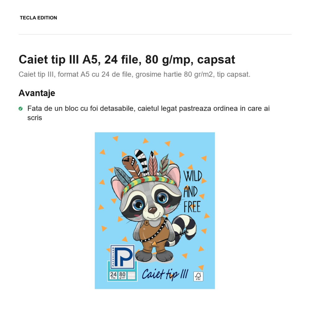Caiet tip III A5, 24 file, 80 g/mp, capsat [2]