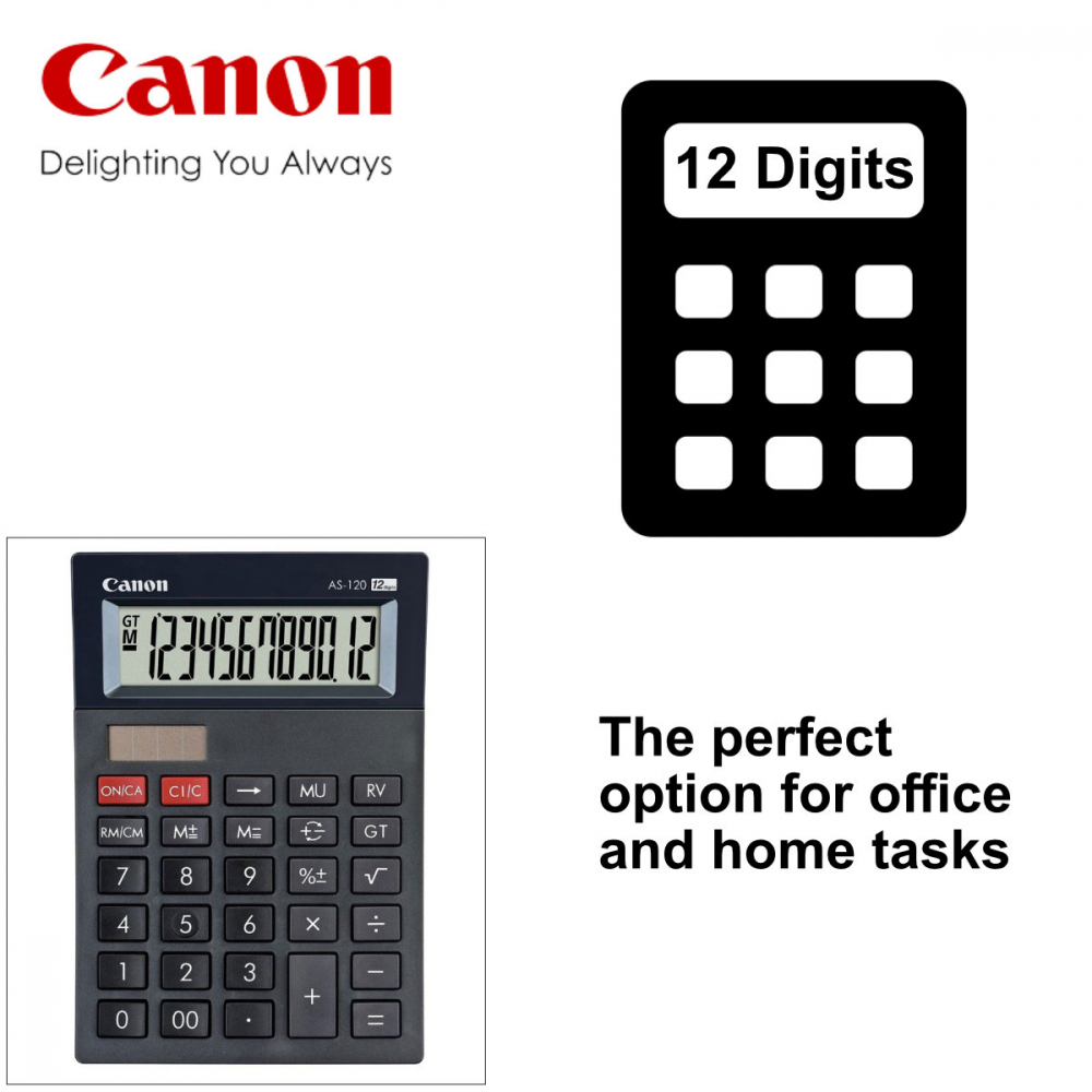 Calculator de birou 12 Digits, Canon AS120, 145 x 100 x 33.5 mm, negru [2]