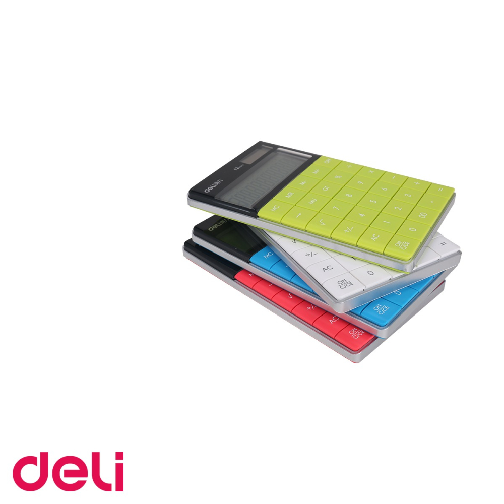 Calculator de birou Deli, 12 cifre, ecran LCD, alimentare dubla, taste touch, design modern alb [5]