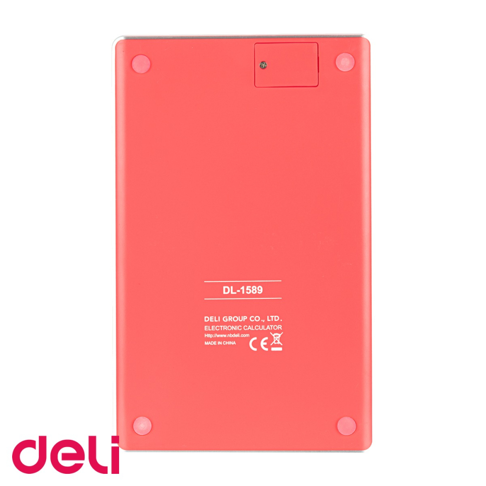 Calculator de birou Deli, 12 digits, display LCD, alimentare dubla, rosu, pentru uz profesional [4]