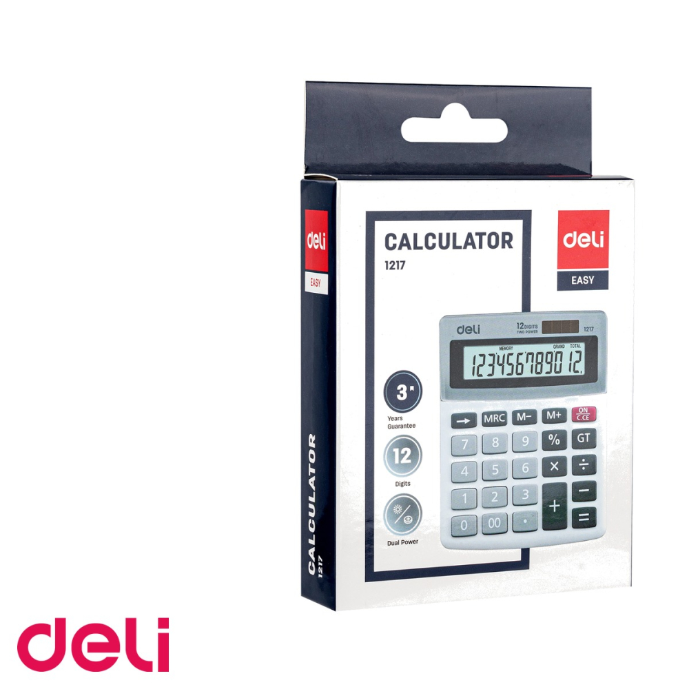 Calculator de birou Deli 1217, 12 digits, display LCD inclinat, alimentare dubla, pentru birou si contabilitate [5]