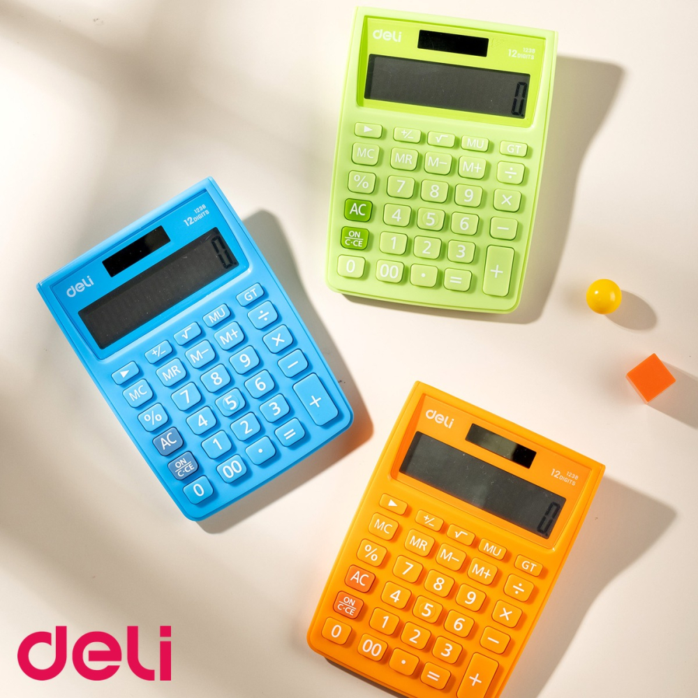 Calculator de birou Deli 1238, 12 cifre, alimentare dubla, display LCD cu protectie acrilica [4]