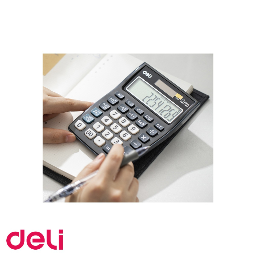 Calculator de birou Deli 1238, 12 cifre, alimentare dubla, pentru calcule fiscale si profesionale [5]