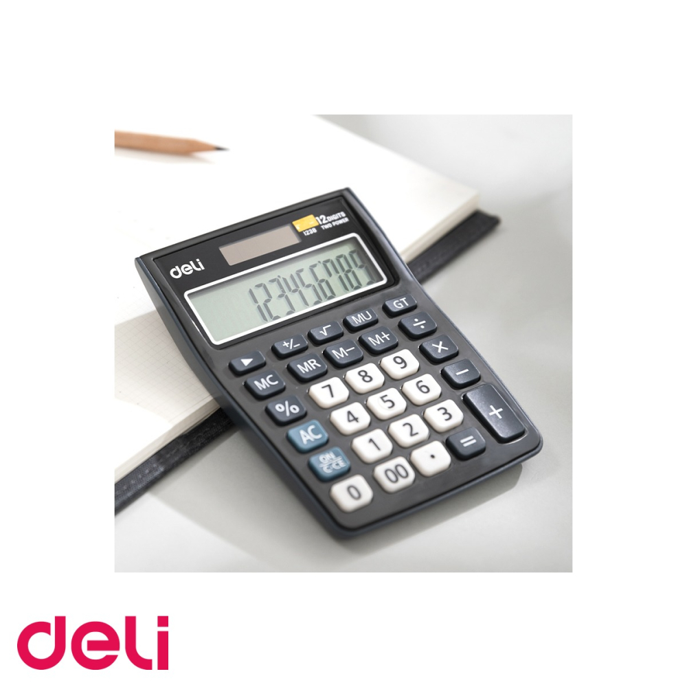 Calculator de birou Deli 1238, 12 cifre, alimentare dubla, pentru calcule fiscale si profesionale [4]
