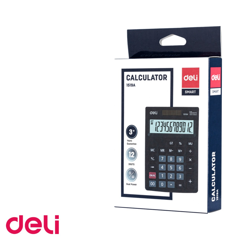 Calculator de birou Deli 1519A, 12 digits, display LCD inclinat, functii fiscale si GT, pentru birou [5]