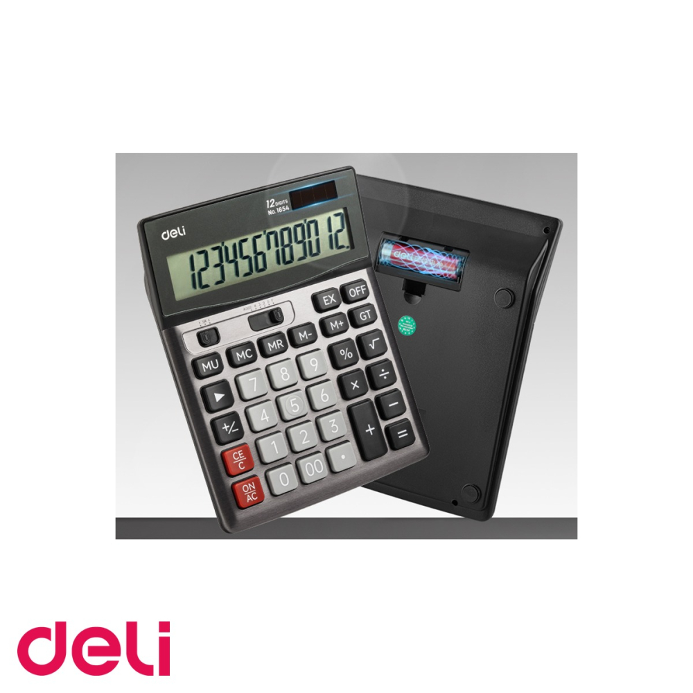 Calculator de birou Deli 1654, display LCD 12 cifre, carcasa metalica, pentru birou si contabilitate [4]