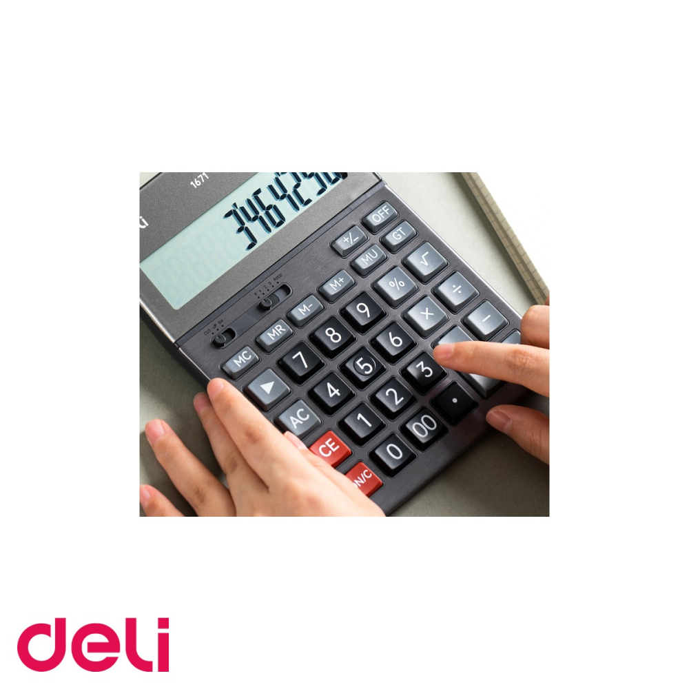 Calculator de birou Deli 1671, 12 cifre, carcasa metalica, taste touch, pentru uz profesional [5]