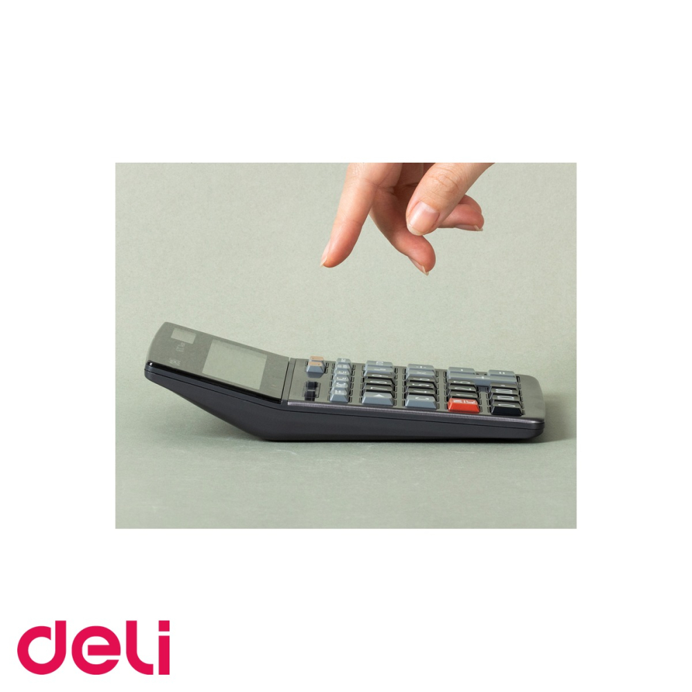 Calculator de birou Deli 1671C, 14 digits, ecran LCD inclinat, alimentare dubla, carcasa metalica [4]