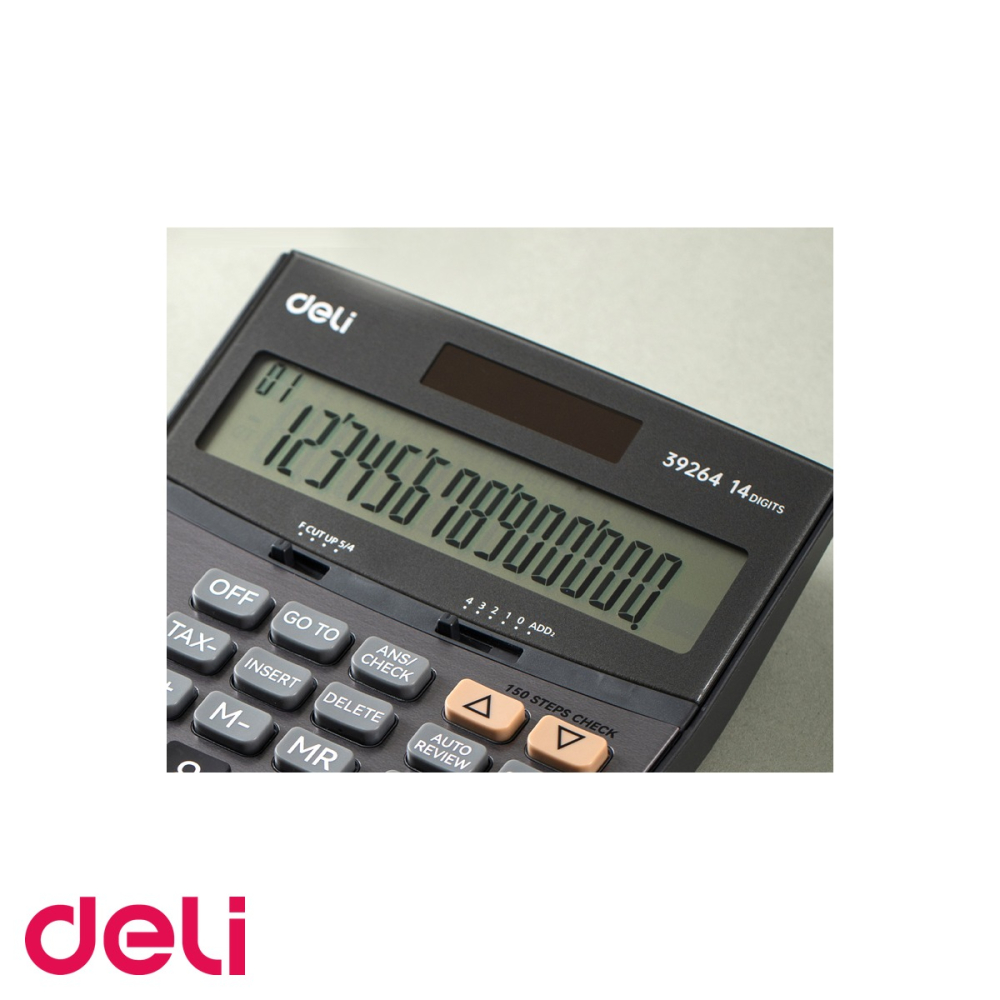 Calculator de birou Deli 39264, 14 digits, carcasa metal, display LCD inclinat, alimentare dubla [4]