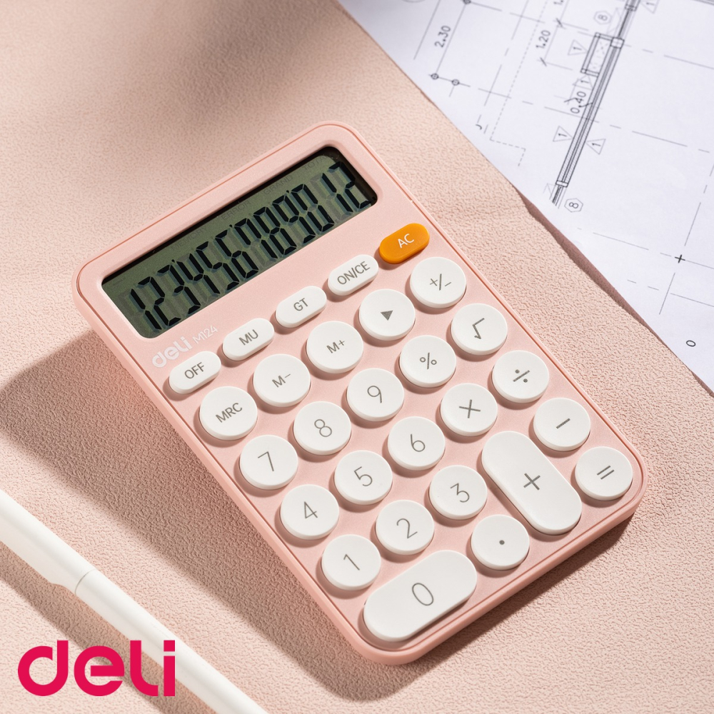 Calculator de birou Deli EM124, 12 digits, design fashion roz, pentru uz zilnic la birou [4]