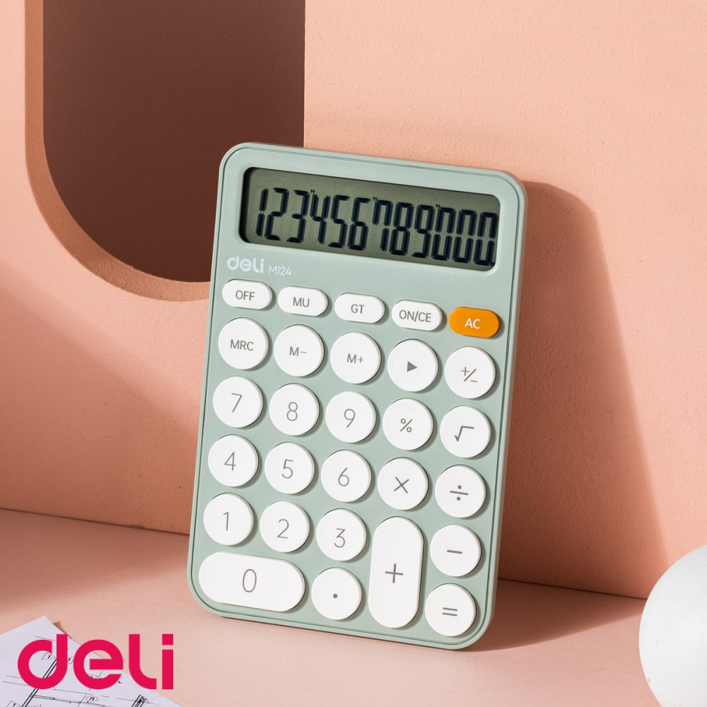 Calculator de birou Deli EM124, 12 digits, design fashion vernil, pentru birou si acasa [4]