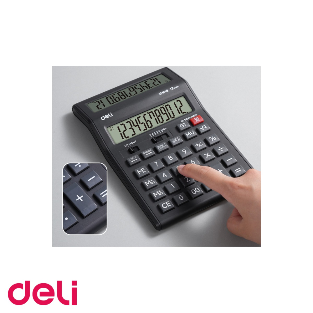 Calculator de birou Deli M049, afisaj LCD dublu 12 digiti, pentru birou si punct de vanzare [4]