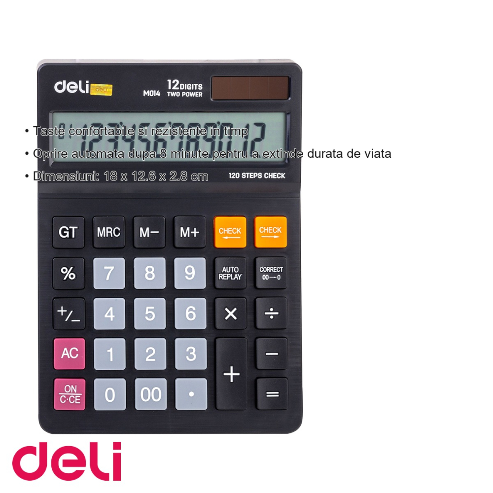 Calculator de birou Deli M1420, 12 digiti, display LCD mare, pentru uz profesional la birou [3]