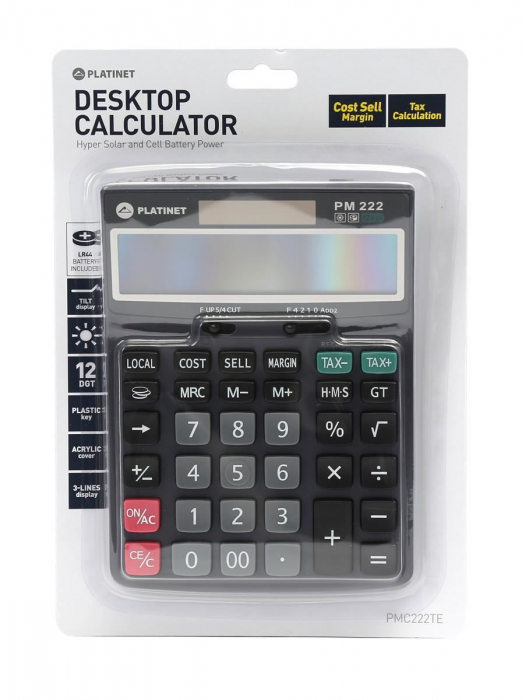 Calculator de birou Platinet PMC222TE 41066, afisaj 3 linii, Tax&Business,12 digiti [3]