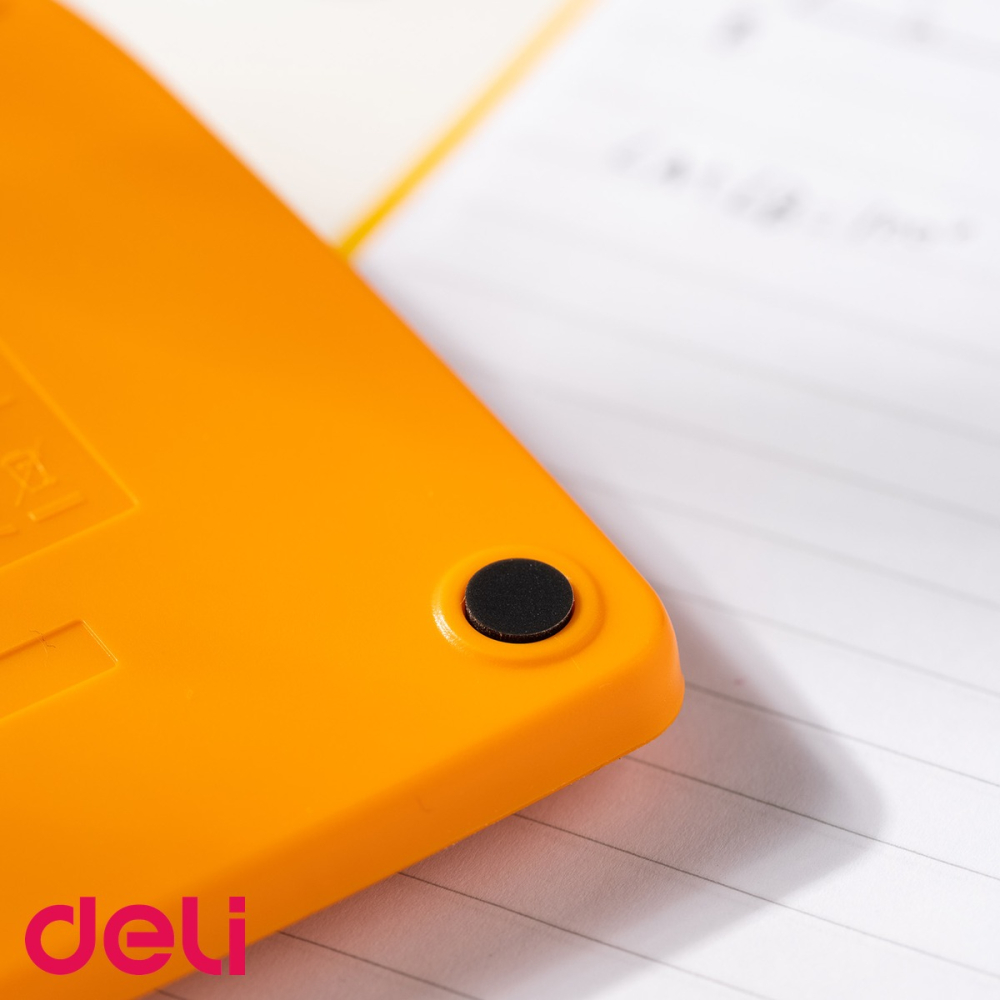 Calculator de buzunar Deli 1122, 12 cifre, alimentare dubla, alb-portocaliu, pentru birou si uz fiscal [4]