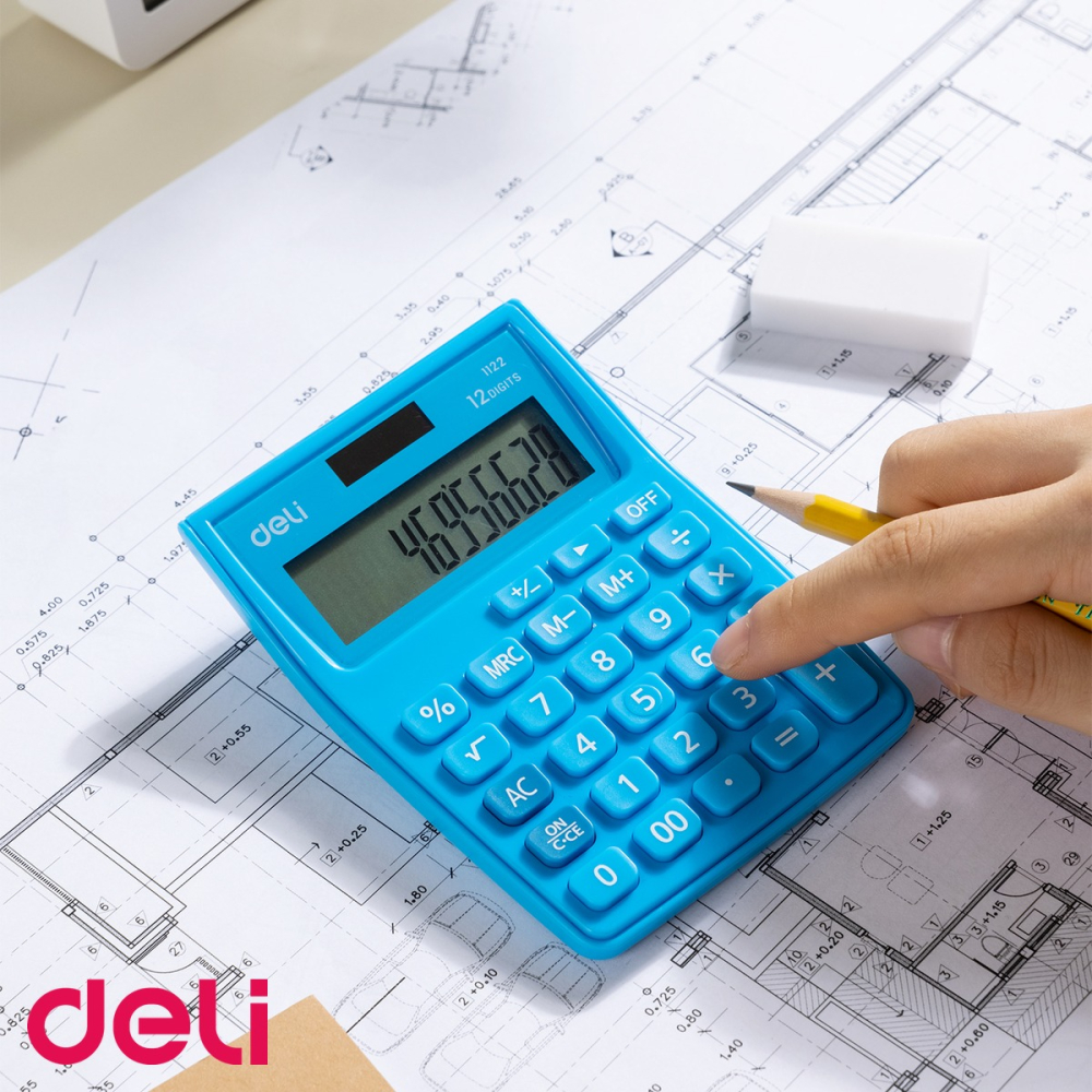 Calculator de buzunar Deli 1122, 12 cifre, alimentare dubla, pentru birou si uz fiscal [5]