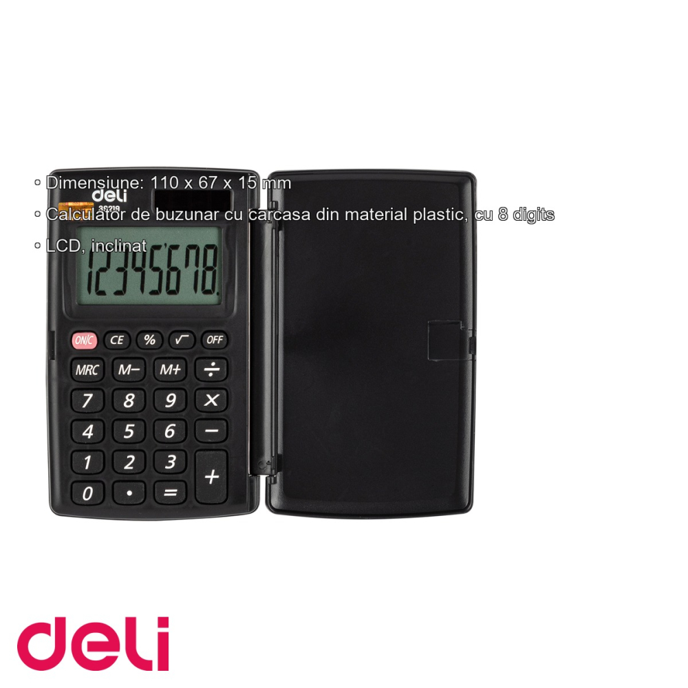 Calculator de buzunar Deli 39219, 8 digits, display LCD inclinat, pentru birou si uz personal [3]