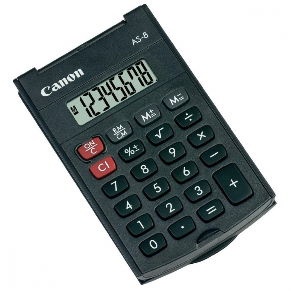 Calculator de buzunar pliabil cu 8 Digits, Canon AS-8, 97 x 60 x 11.4 mm, gri inchis [2]