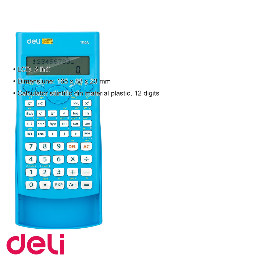 Calculator stiintific Deli 240 functii, afisaj LCD 2 linii, 12 digits, pentru elevi si studenti [3]