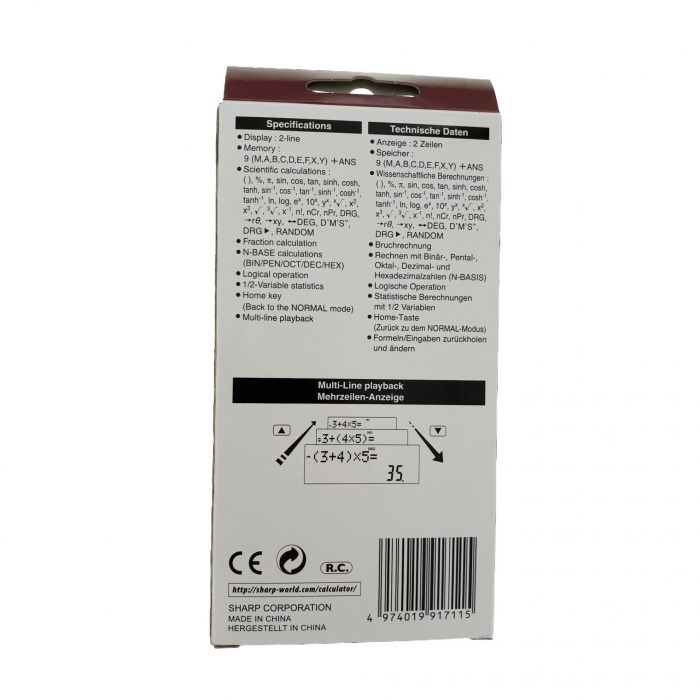 Calculator stiintific Sharp EL-531TH,273 functii,10 digiti,161x80x15mm, negru cu gri [4]