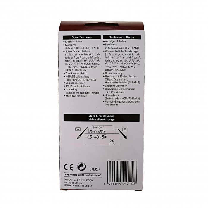 Calculator stiintific Sharp, 10 digits, 273 functiuni, 161x80x15mm, dual power, negru/verde [5]