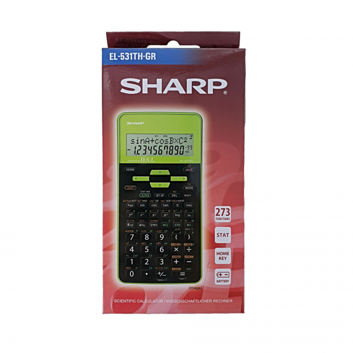 Calculator stiintific Sharp, 10 digits, 273 functiuni, 161x80x15mm, dual power, negru/verde [6]