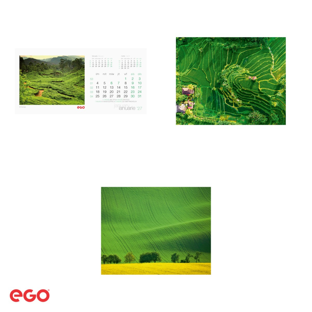 Calendar de birou Ego Green, 13 file, 20x10 cm, cu spira metalica [4]