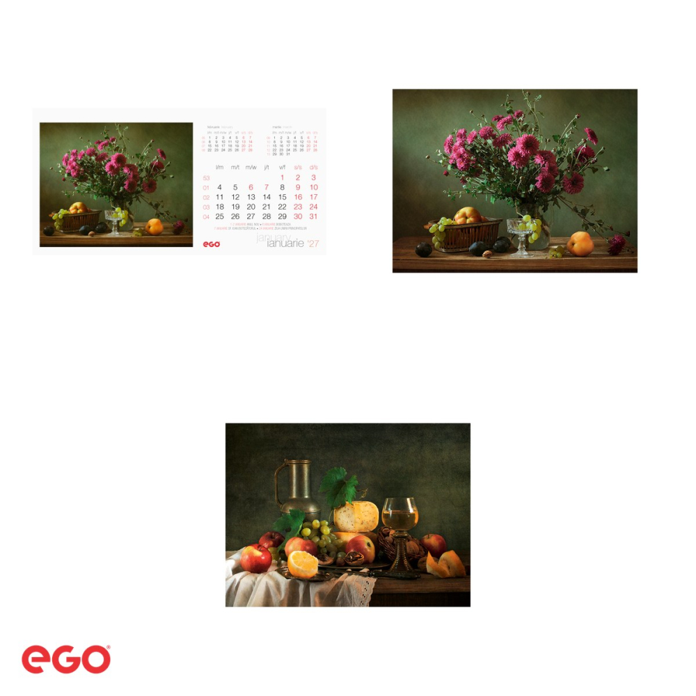 Calendar de birou Ego Naturi Statice, 13 file, 20x10 cm, cu spira metalica [4]
