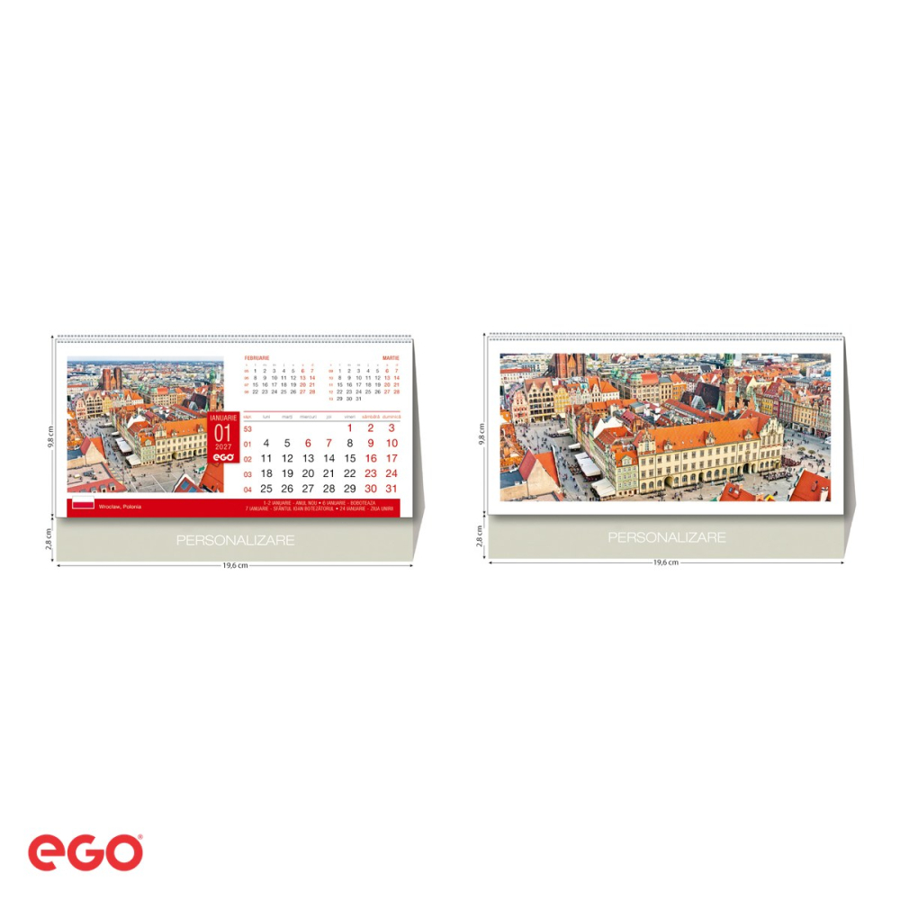 Calendar de birou Ego Orase Lumii, 13 file, 20x10 cm, cu spira metalica [4]