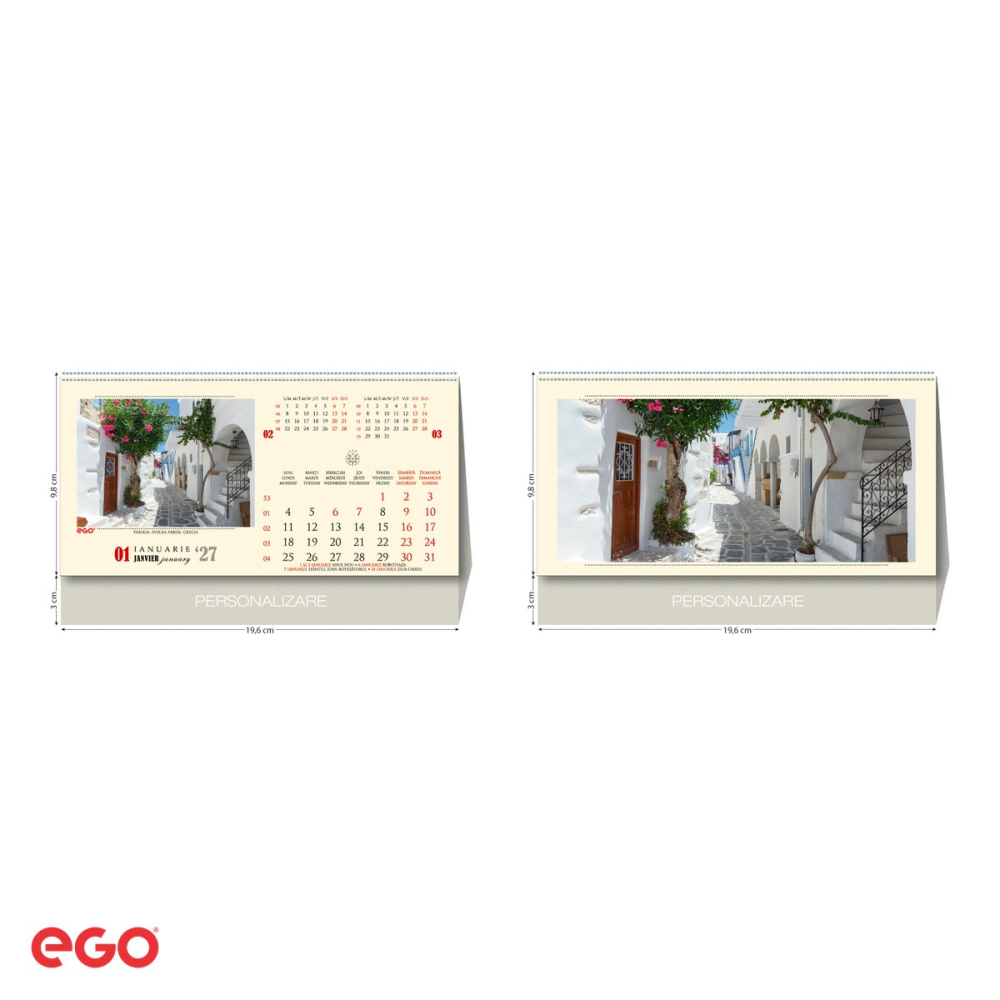 Calendar de birou Ego Strazi, 13 file, 20x10 cm, cu spira metalica [4]