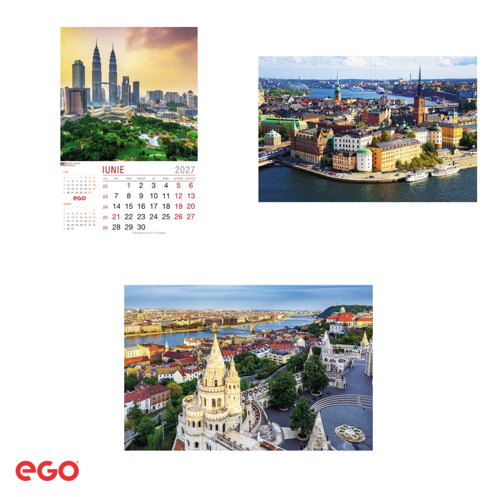 Calendar de perete Ego Orasele Lumii, 13 file, 31.4x46 cm, cu spira metalica [4]