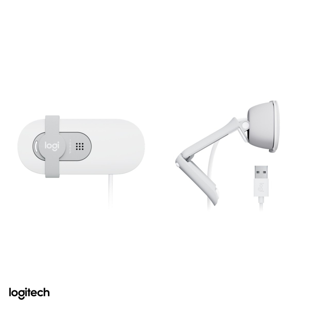 Camera web Logitech Brio 100, Full HD 1080p, USB-A, corectie a luminii RightLight 2, microfon incorporat, capac de intimitate glisant, alb crem, 960-001617 [5]
