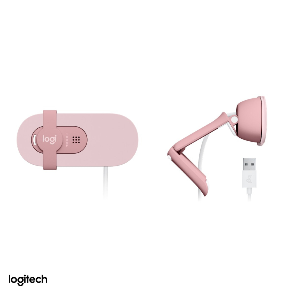 Camera web Logitech Brio 100, Full HD 1080p, USB-A, corectie a luminii RightLight 2, microfon incorporat, capac de intimitate glisant, roz, 960-001623 [5]