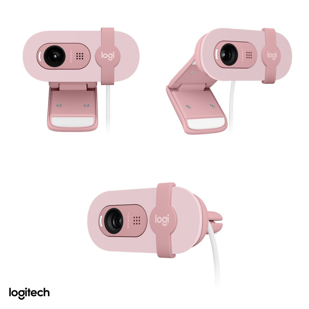 Camera web Logitech Brio 100, Full HD 1080p, USB-A, corectie a luminii RightLight 2, microfon incorporat, capac de intimitate glisant, roz, 960-001623 [4]