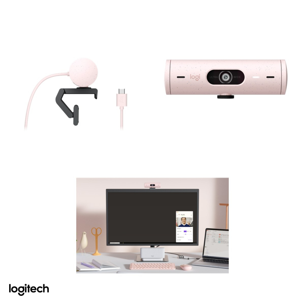Camera web Logitech Brio 500, Full HD 1080p cu HDR, USB-C, Show-Mode, microfoane stereo cu reducere a zgomotului, capac de intimitate, roz, 960-001421 [5]