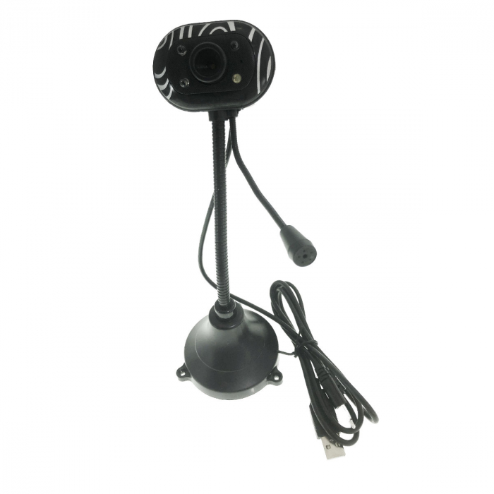 Camera Web USB, cu suport birou, microfon, brat flexibil, nightvision, 480p, neagra [4]
