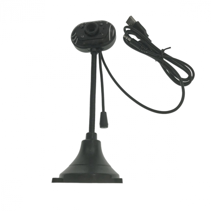 Camera Web USB, cu suport birou, microfon, brat flexibil, nightvision, 480p, neagra [2]