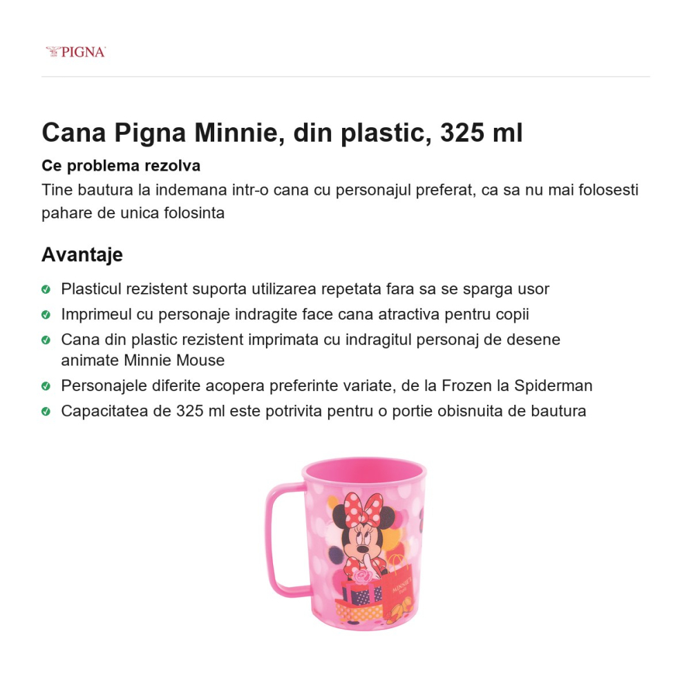 Cana Pigna Minnie, din plastic, 325 ml [2]