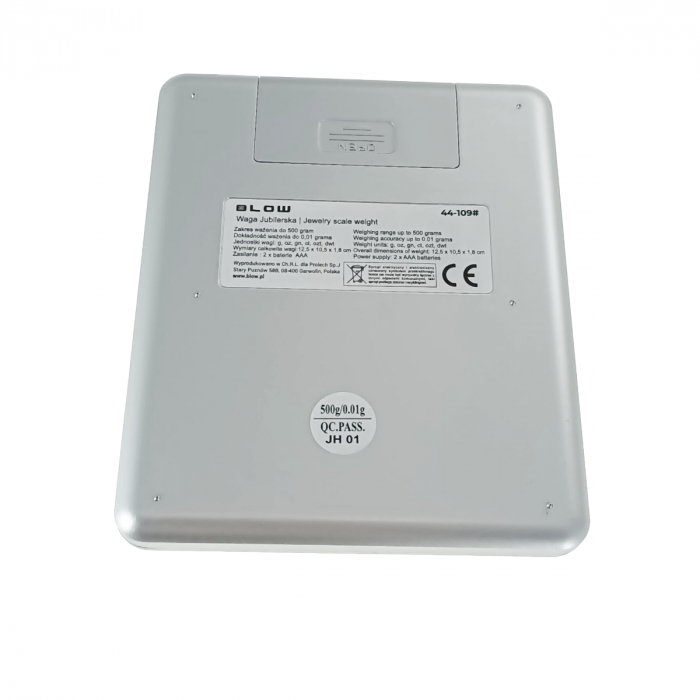 Cantar de precizie, Blow JS13 12077, 0.01g-500g, ecran LCD 42 x 14 mm, suprafata suport masurare 100 x 100 mm, 2 x AAA, argintiu [5]