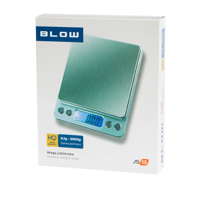 Cantar de precizie, Blow JS13 12078, 0.01gr-3000gr, ecran LCD 42 x 14mm, suprafata suport masurare 100 x 100mm, 2 x AAA, argintiu [6]