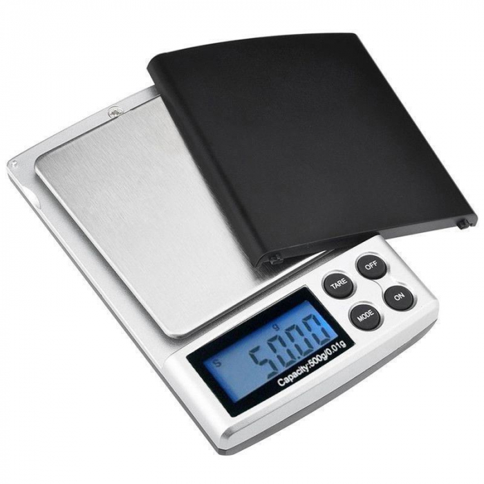 Cantar digital LCD de buzunar, capacitate 500g, diviziune 0.1g, argintiu [2]