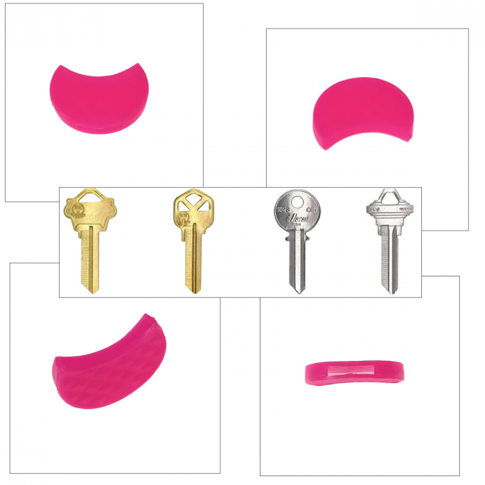 Capac tip husa pentru cheie, 27 x 16 mm, protectie si identificare, din PVC flexibil, roz [3]