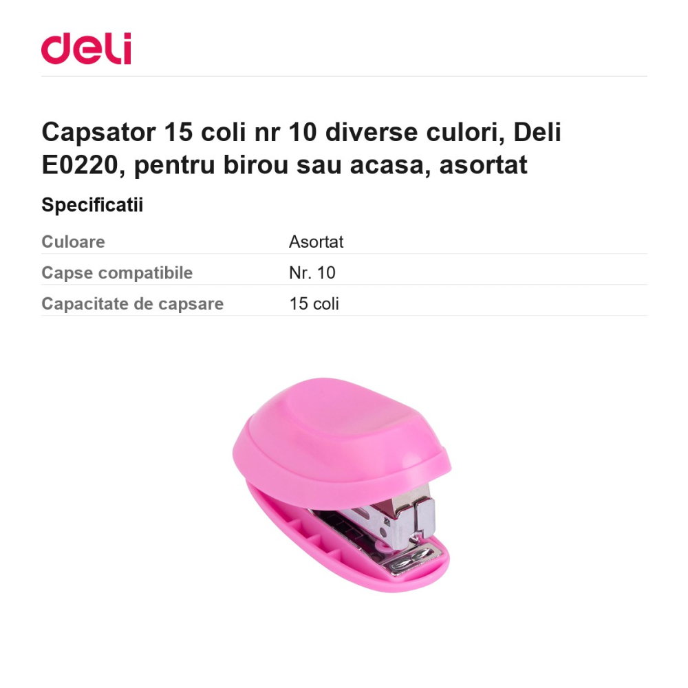 Capsator 15 coli nr 10 diverse culori, Deli E0220, pentru birou sau acasa, asortat [3]