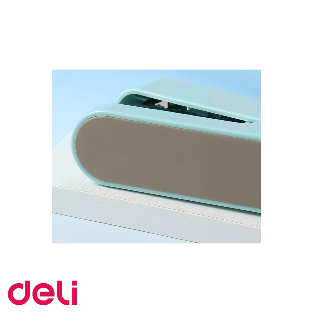 Capsator Deli Longreen 25 coli, capse 24/6, plastic reciclat 50%, verde, pentru birou si acasa [4]