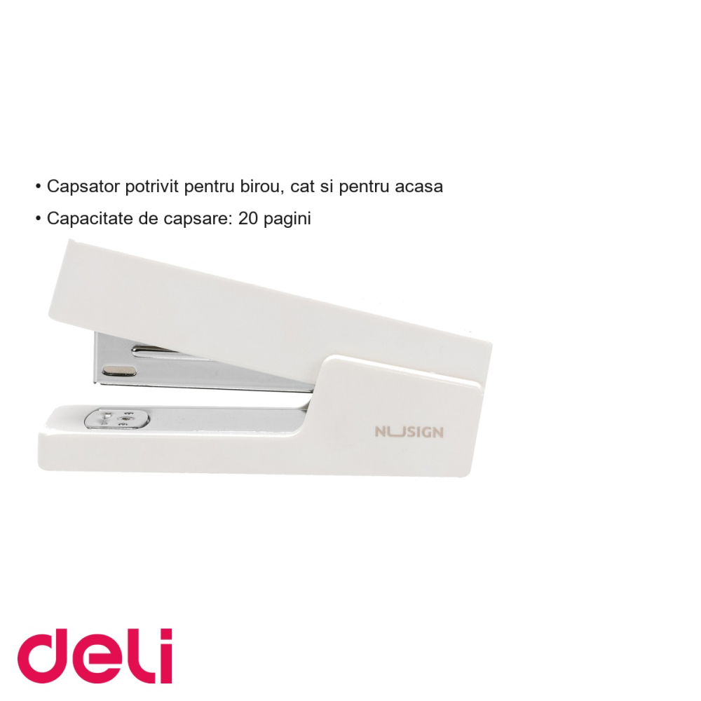 Capsator Deli NuSign, alb, pentru 20 coli, compatibil capse 24/6 si 26/6, ideal pentru birou si acasa [3]