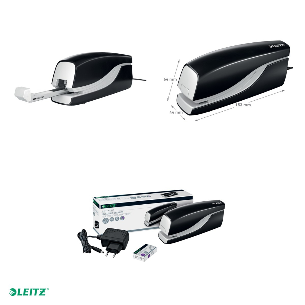 Capsator electric Leitz 5532 NeXXt Series, cu adaptor, capsare 10 coli, 1000 capse e1 incluse, negru [4]