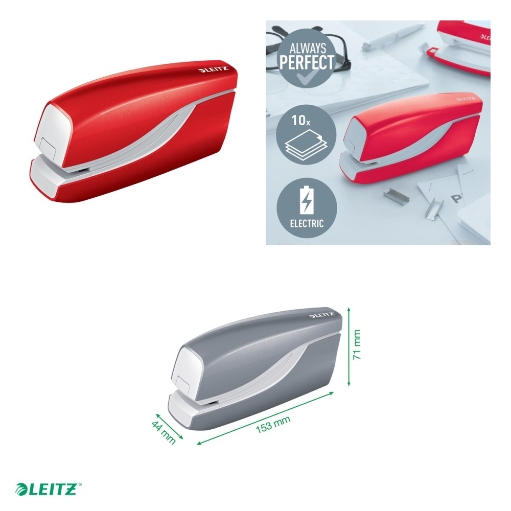 Capsator electric Leitz WOW NeXXt Series, cu baterii, capsare 10 coli, 1000 capse e1 incluse, rosu [4]