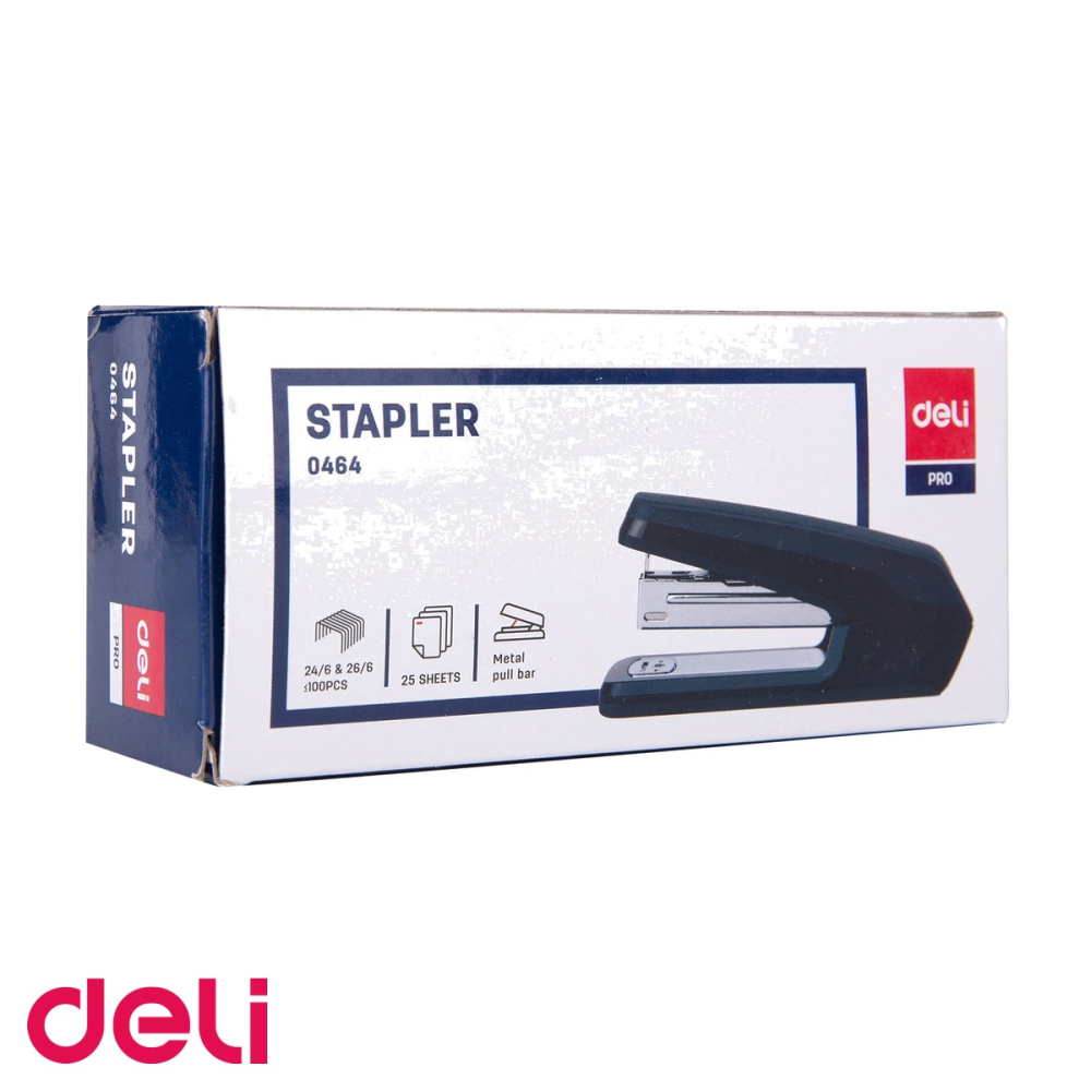 Capsator half strip Deli, mecanism metalic, 25 coli, capse 24/6, design ergonomic effortless [4]