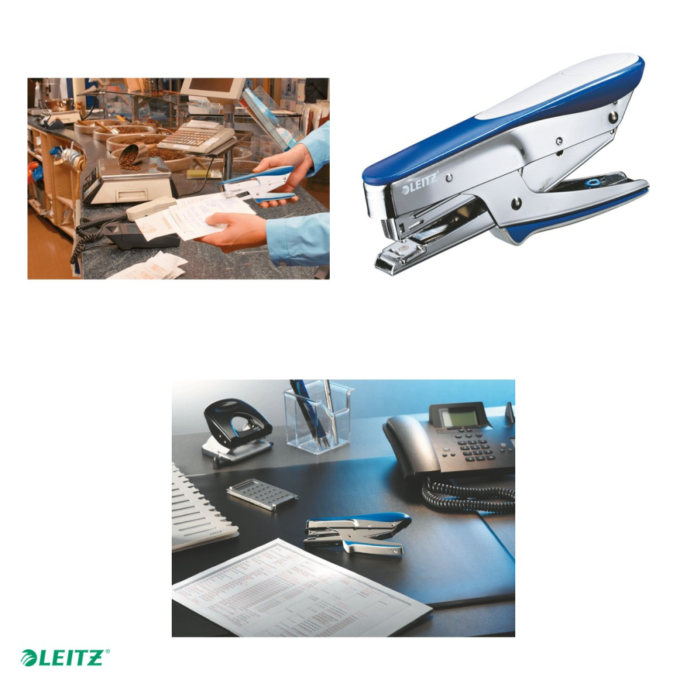 Capsator metalic Leitz 5545 tip cleste, capsare 15 coli, albastru Metal [5]